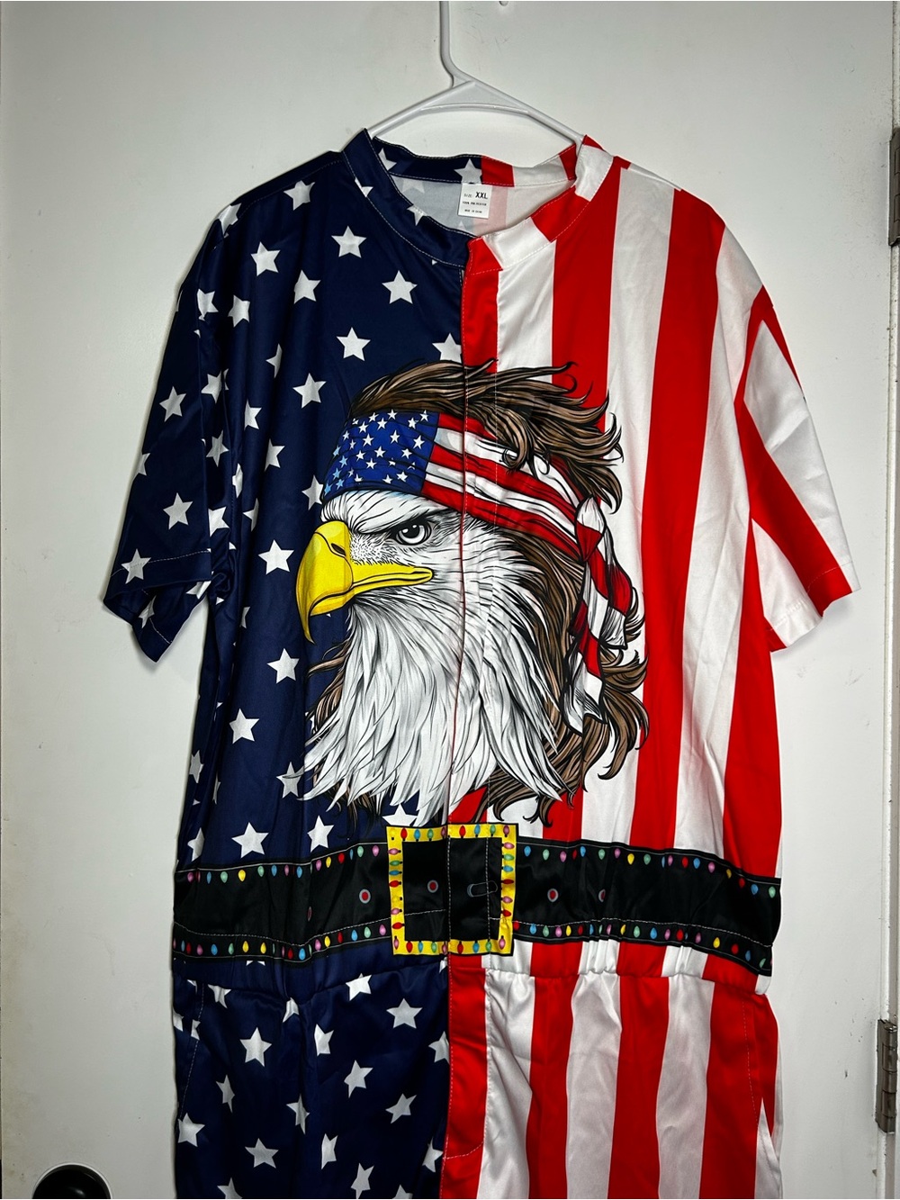 Patriotic Eagle American Flag Romper - Red, White & Blue